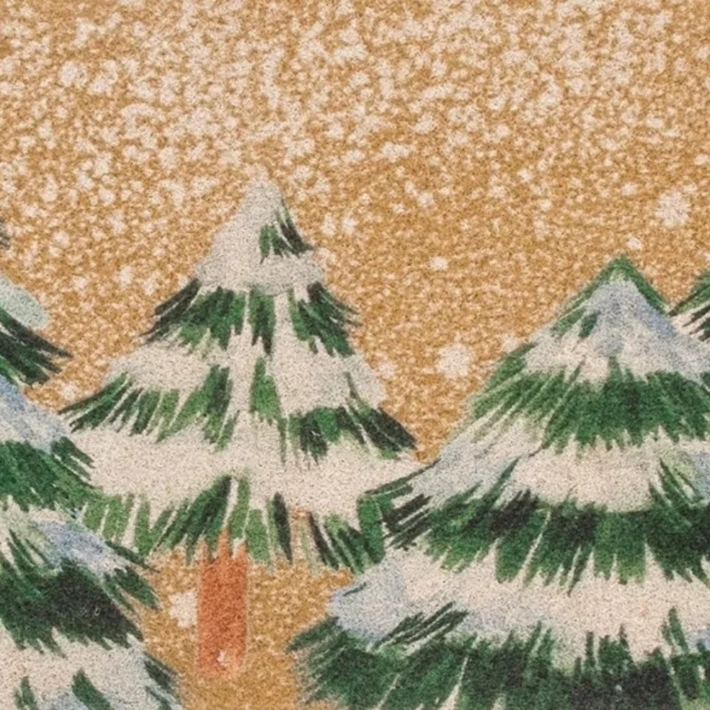 Winter Forest Coir Doormat - Green And Brown